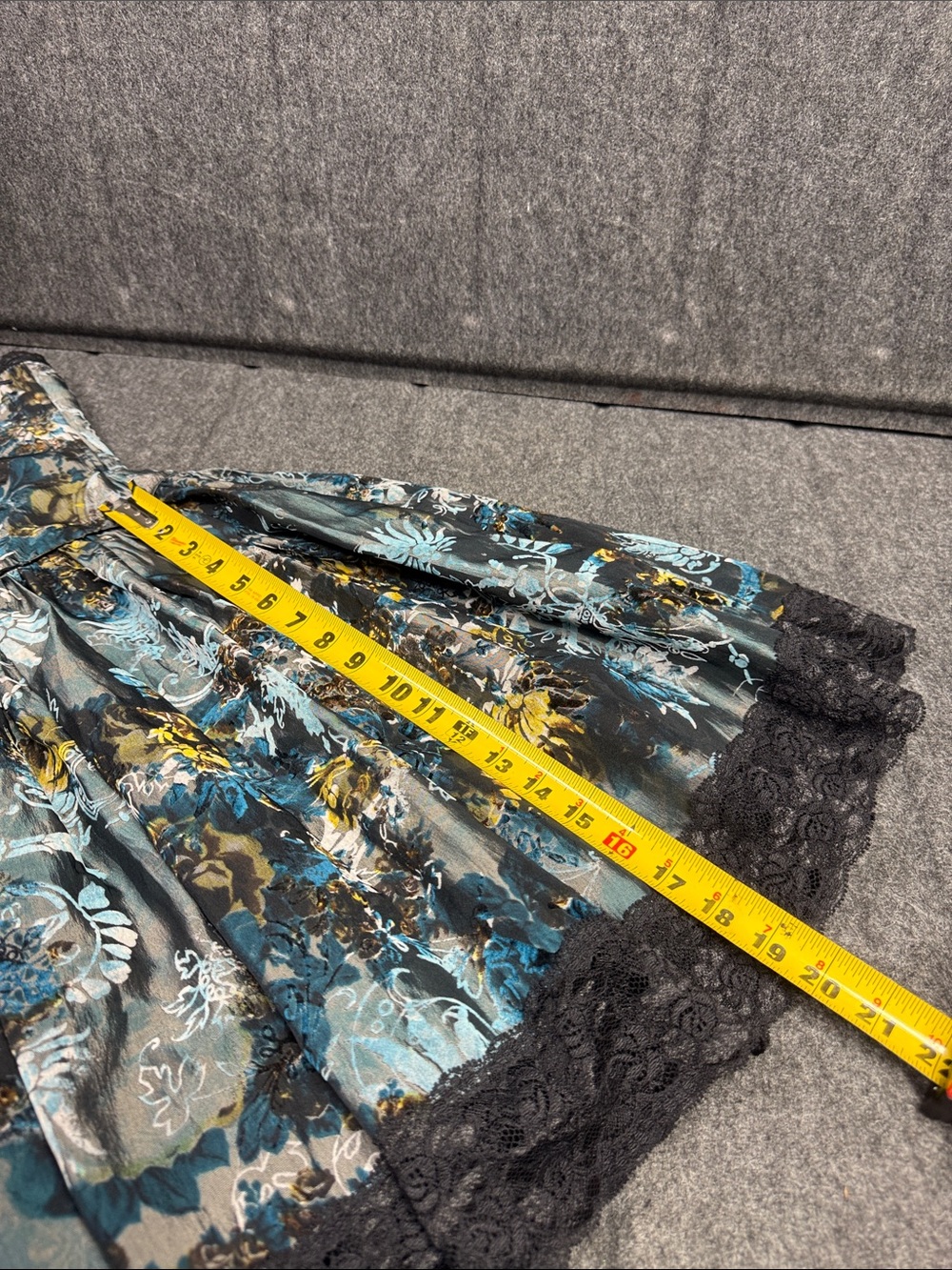 Betsey Johnson Blue Floral Strapless Mini Dress with Velvet Tie - Picture 6 of 8